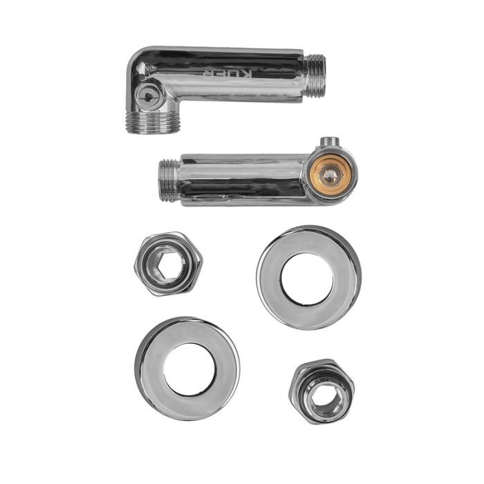 Комплект кранів для рушникосушки кутовий Koer KR.SET.550 - M1/2''xM1/2'' запірний, хромований (KR5840)
