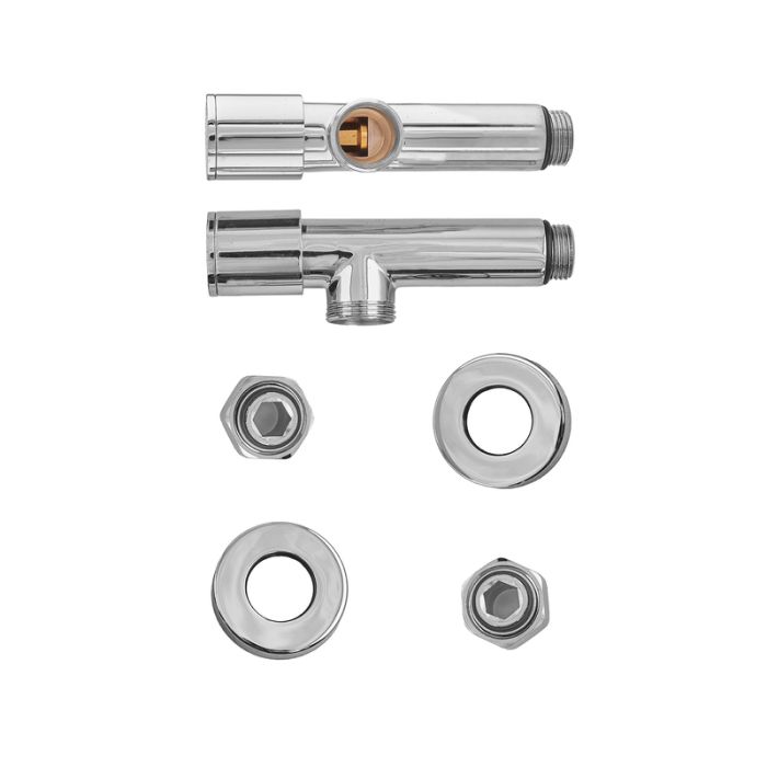 Комплект кранів для рушникосушки кутовий Koer KR.SET.533 - M1/2''xM1/2'' подовжений, хромований (KR5842)