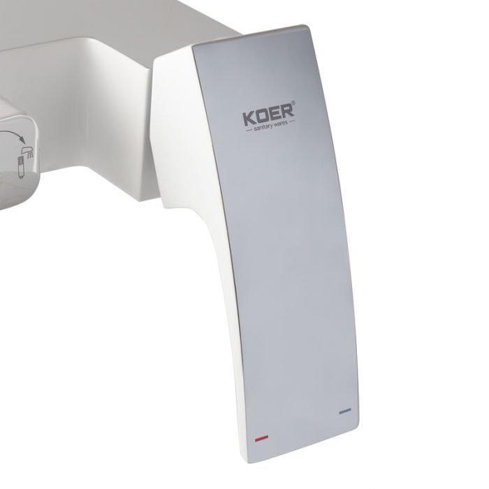 Душова колона KOER KB-58007-04 зі змішувачем водоспад, 3 функції (Колір хром+білий) (KR5161)