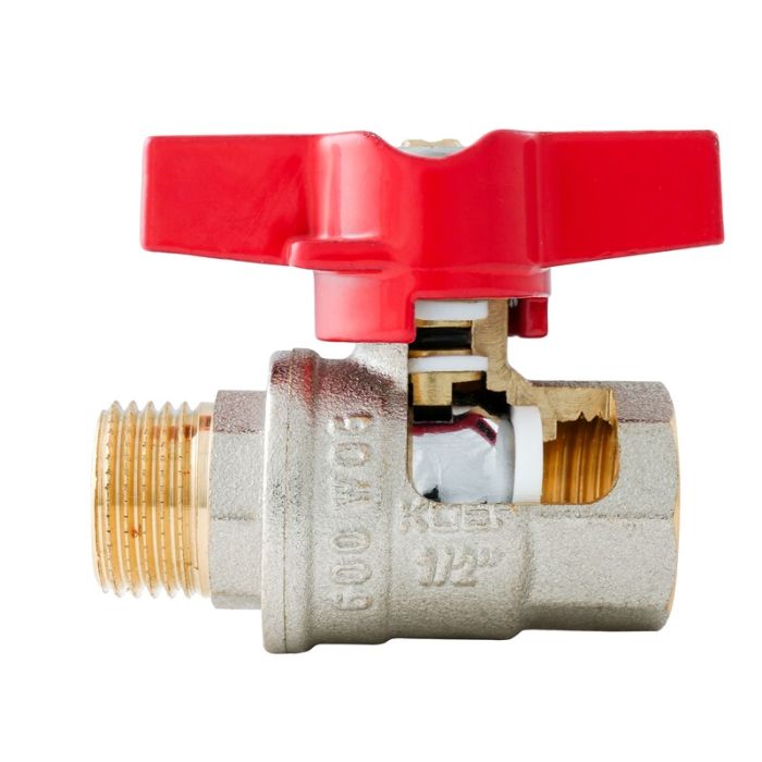 Кран кульовий ГШМ Koer Extreme KE.218-15 - 1/2" FM ручка "метелик" червона (KR5759)