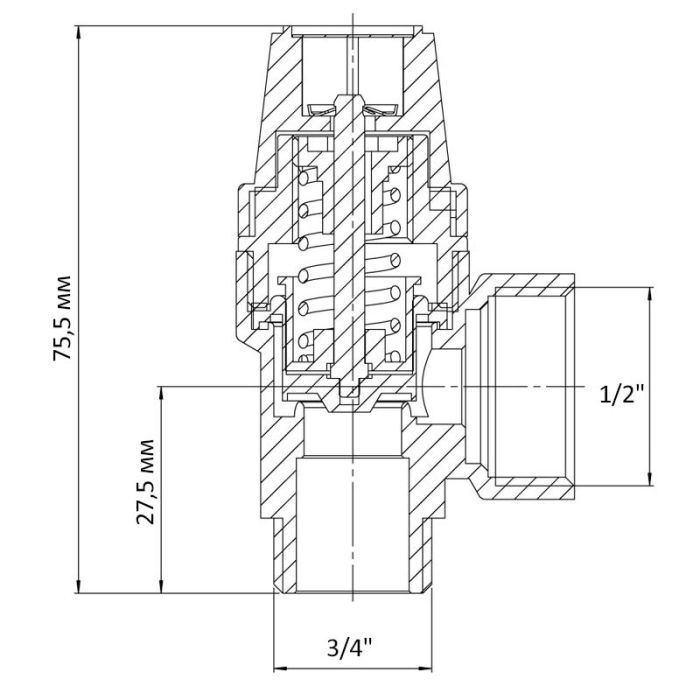 Клапан запобіжний ВН 1/2"х3/4" Koer KR.1261 (1.5 бар) (KR3105)