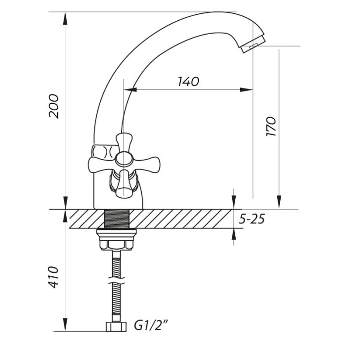 Змішувач для умивальника Zerix TLC 722 (ZX0163)
