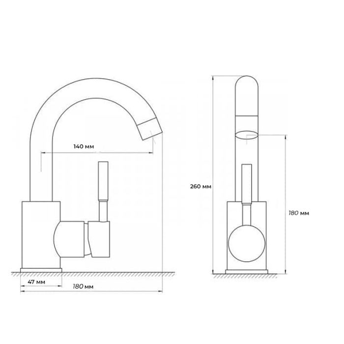 Змішувач для умивальника з нерж. стали SUS304 Zerix LUM-001 (ZX3123)