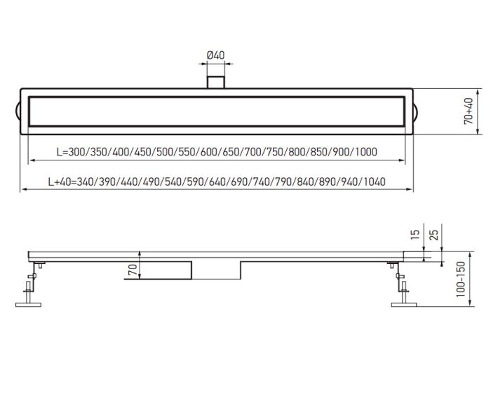 Душовий трап із нержавіючої сталі SUS304 Koer FD29-70x800 (KR3281)