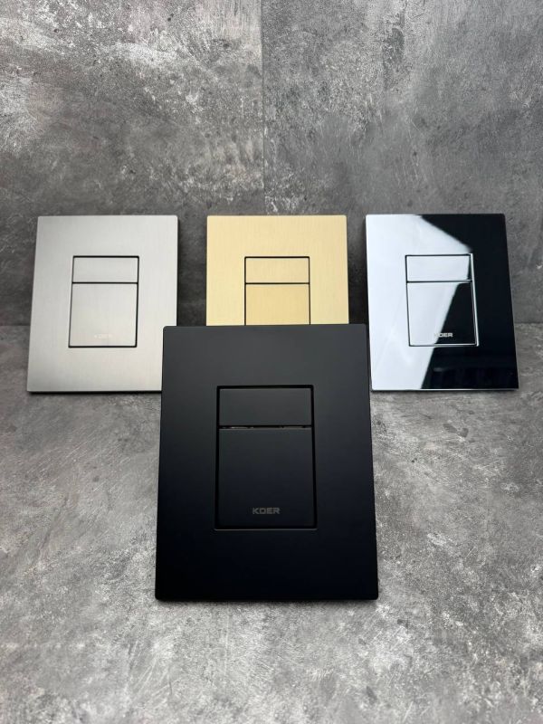Панель змиву Koer KT-0607-05 157x198x10mm пластикова, кнопка квадратна (колір чорний матовий) (KR5346)