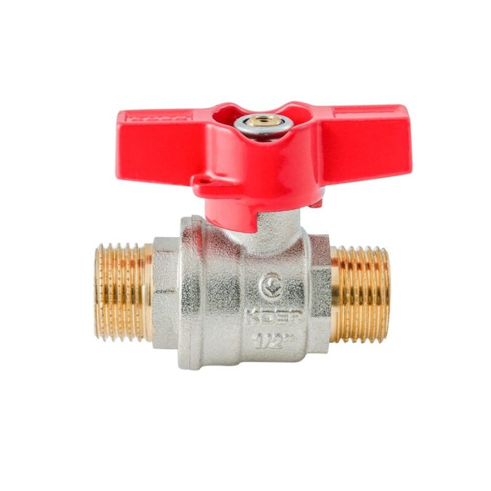 Кран кульовий ШШМ Koer Extreme KE.219-15 - 1/2" MM ручка "метелик" червона (KR5762)