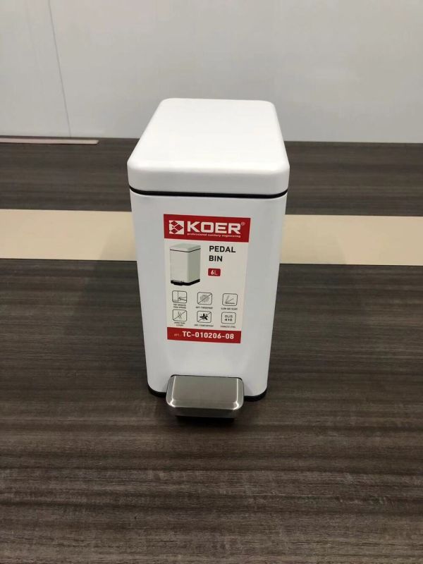 Відро для сміття з плавним закриттям прямокутне Koer TC-010206-08 6 л колір білий (KR5595)