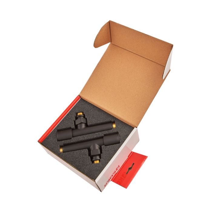 Комплект кранів для рушникосушки кутовий Koer KR.SET.535 BLACK - M1/2''xM1/2'' подовжений (KR5844)