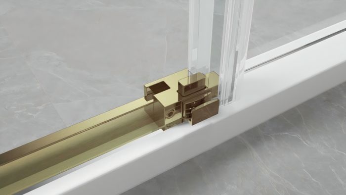 Душова кабіна без піддону Koer SR SC03-90x90x200-TR-12 прозоре скло Easy Clean 6мм, матове золото (KR5358)