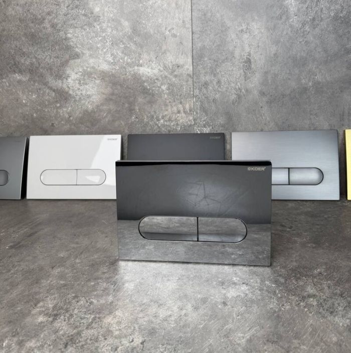Панель змиву Koer KT-0608-01 240x160x10mm пластикова, кнопка закруглена (колір хром) (KR6124)