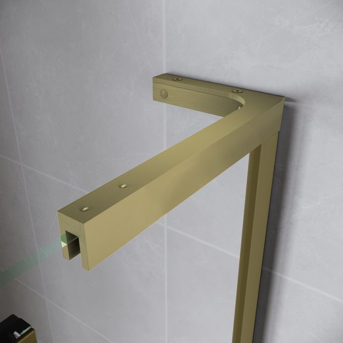 Двері у нішу Walk-In розсувні Koer SR SD07-120x200-R-TR-12 прозоре скло Easy Clean 8мм Матове золото (KR5774)