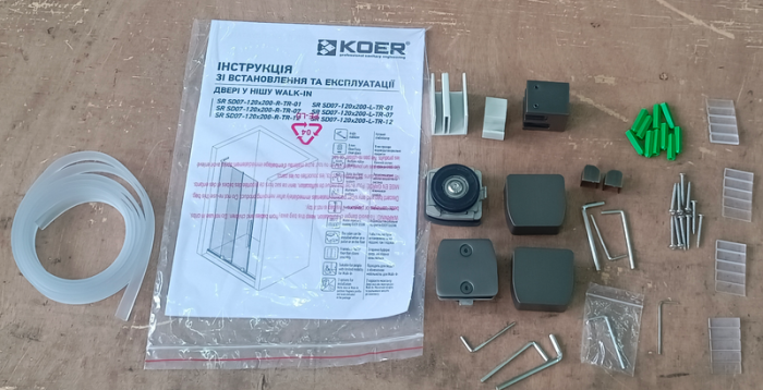 Двері у нішу Walk-In розсувні Koer SR SD07-120x200-L-TR-07 прозоре скло Easy Clean 8мм Графіт (KR5688)
