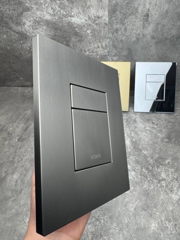 Панель змиву Koer KT-0607-07 157x198x10mm пластикова, кнопка квадратна (колір графіт) (KR5345)
