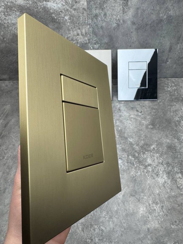 Панель змиву Koer KT-0607-12 157x198x10mm пластикова, кнопка квадратна (колір матове золото) (KR5715)