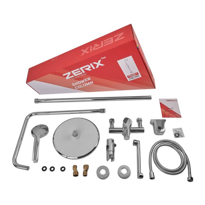 Душова колона зі змішувачем Zerix Rex-009-J Chrome з нерж. сталі (Колір хром) (ZX6124)