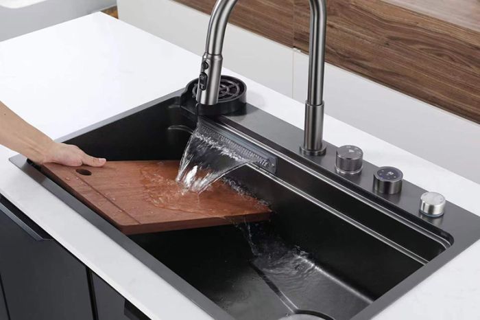Мийка Zerix ZH7548-SET-03 Nano-Black з вбудованим змішувачем з нерж. сталі (ZM5577)