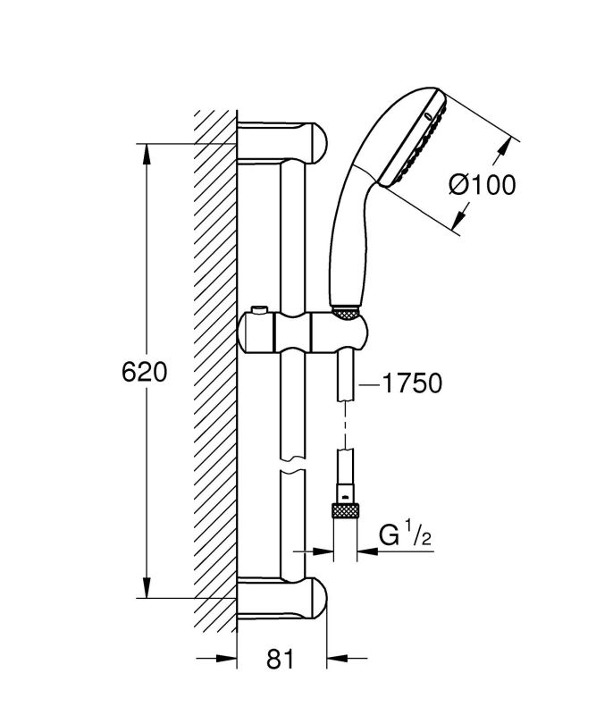 Набір зміш. для ванни 3в1 з New Tempesta 100 Grohe Eurosmart 123246MOL (123246MOL)