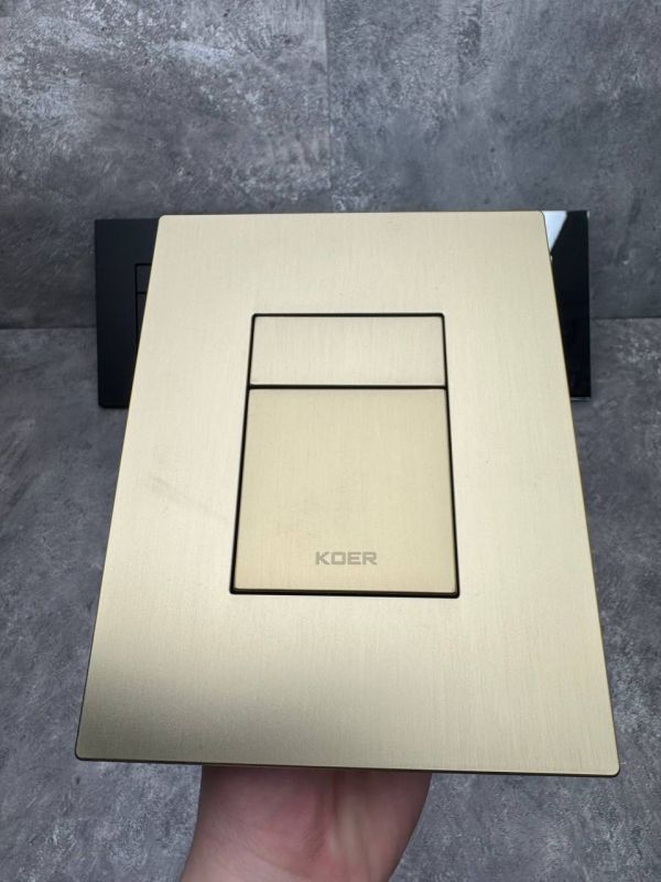 Панель змиву Koer KT-0607-12 157x198x10mm пластикова, кнопка квадратна (колір матове золото) (KR5715)