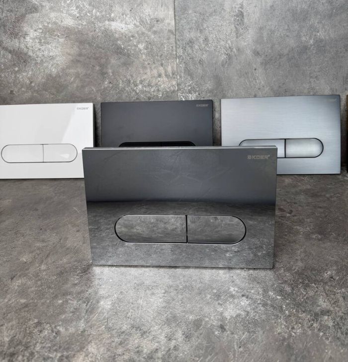 Панель змиву Koer KT-0608-07 240x160x10mm пластикова, кнопка закруглена (колір графіт) (KR6128)
