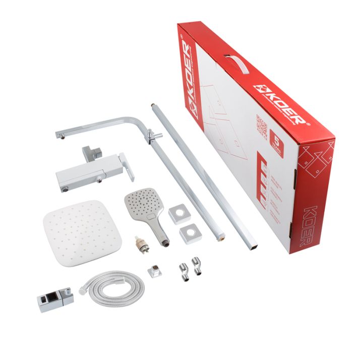 Душова колона зі змішувачем Koer KB-56009-04 3 функціі (Колір хром+білий) (KR5987)