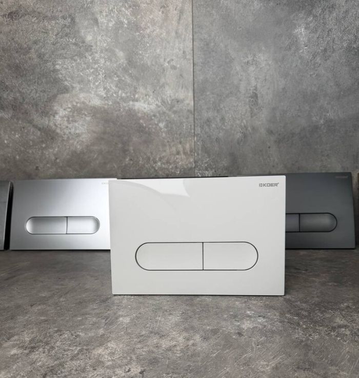 Панель змиву Koer KT-0608-03 240x160x10mm пластикова, кнопка закруглена (колір білий) (KR6123)