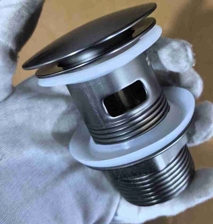 Донний клапан для раковини з переливом Zerix BV-09 GRAY 1 1/4" автоматичний Click-Clack (Колір графіт) (MY0415)