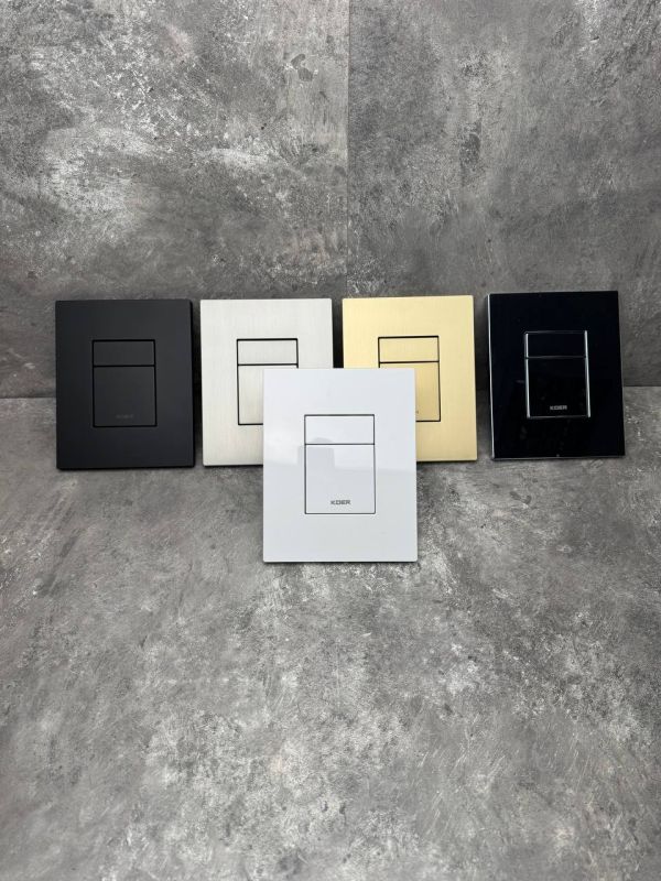 Панель змиву Koer KT-0607-12 157x198x10mm пластикова, кнопка квадратна (колір матове золото) (KR5715)