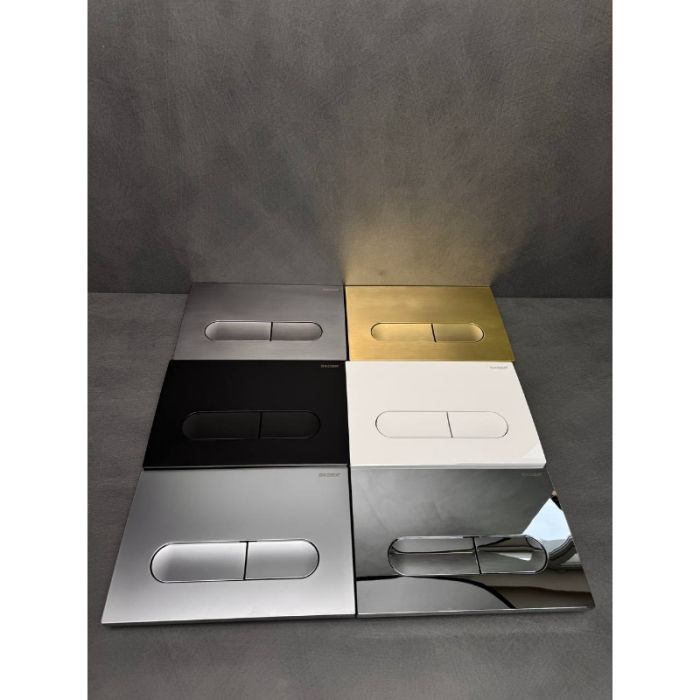 Панель змиву Koer KT-0608-05 240x160x10mm пластикова, кнопка закруглена (колір чорний матовий) (KR6125)