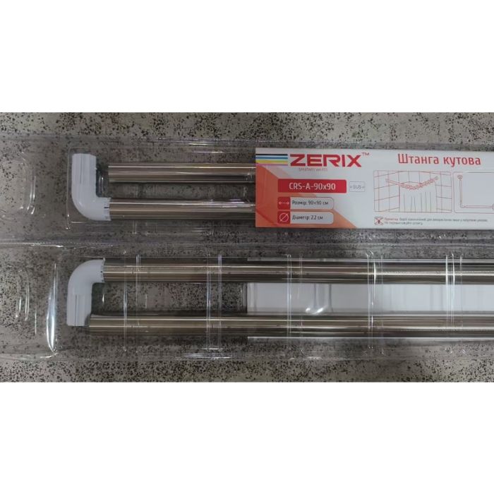 Штанга для шторки кутова Zerix CRS-A-90x90 90x90cm (нержавіюча сталь) (ZX6101)