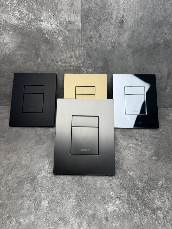 Панель змиву Koer KT-0607-12 157x198x10mm пластикова, кнопка квадратна (колір матове золото) (KR5715)