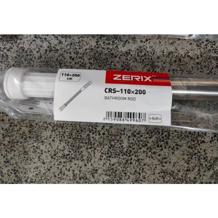 Штанга для шторки телескопічна пряма Zerix CRS-110x200 110cm-200cm (нержавіюча сталь) (ZX4996)