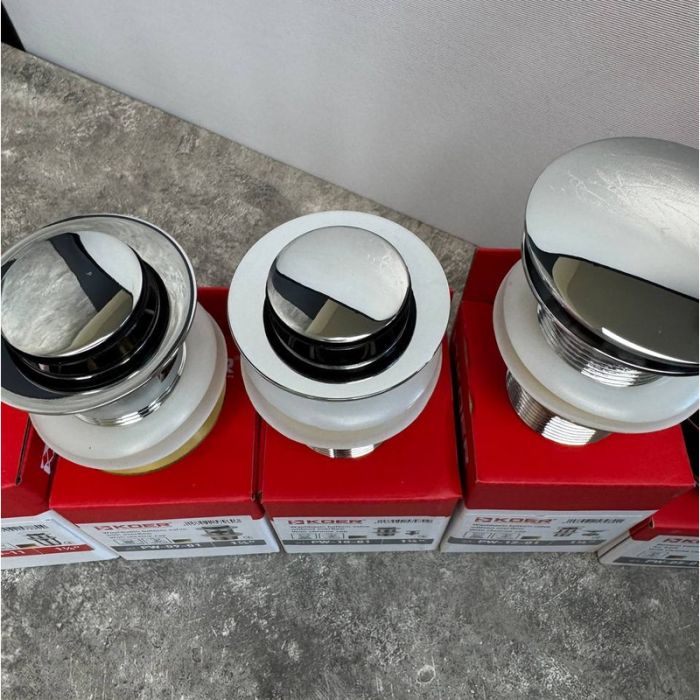 Донний клапан для раковини Koer PW-12-01 1 1/4''  без переливу автоматичний СLICK-СLACK (Колір хром) (KR5798)