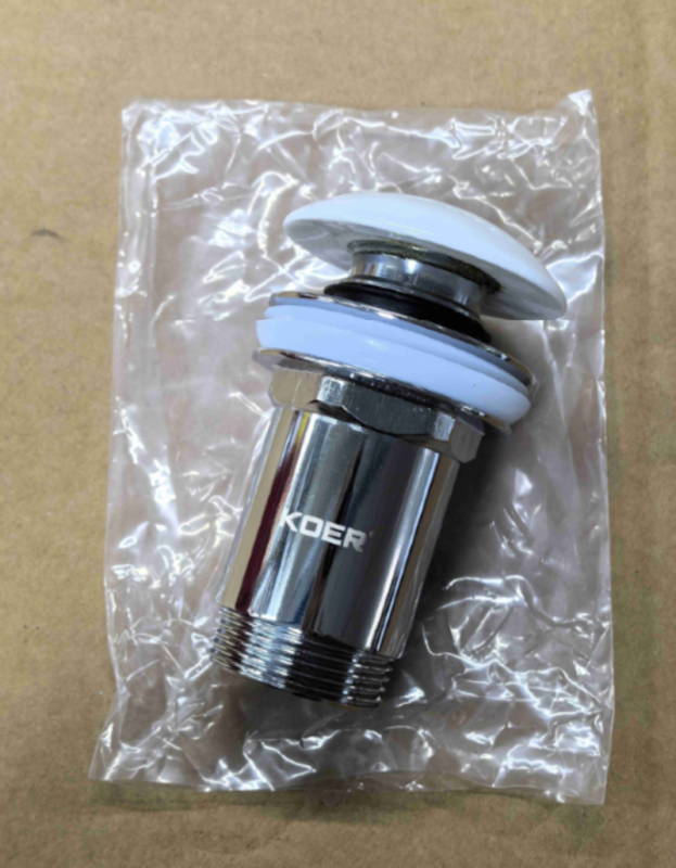 Донний клапан для раковини Koer PW-08-11 1 1/4''  без переливу автоматичний СLICK-СLACK (Біла керам.накл) (KR5788)