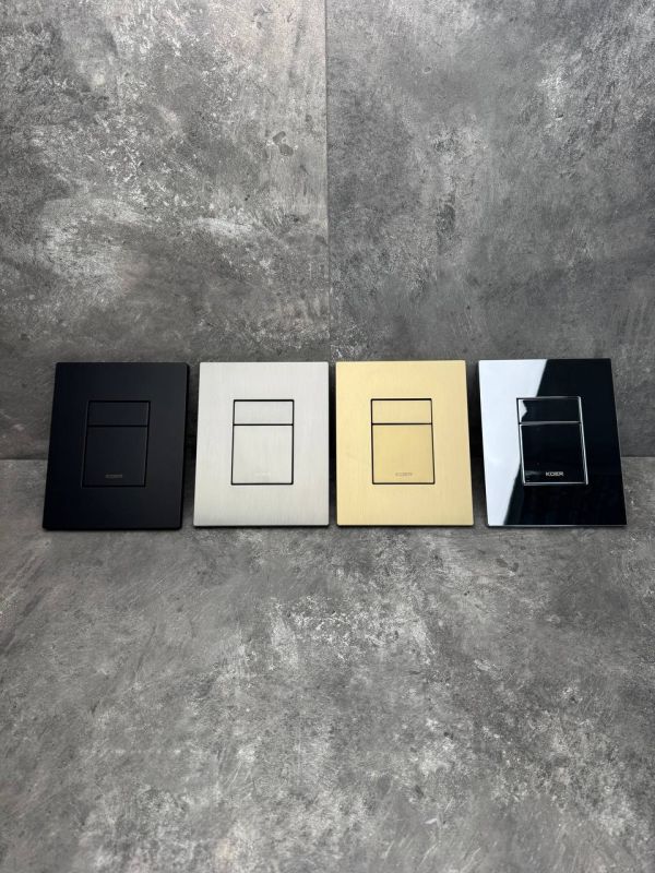 Панель змиву Koer KT-0607-12 157x198x10mm пластикова, кнопка квадратна (колір матове золото) (KR5715)