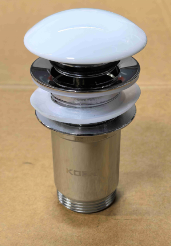 Донний клапан для раковини Koer PW-08-11 1 1/4''  без переливу автоматичний СLICK-СLACK (Біла керам.накл) (KR5788)