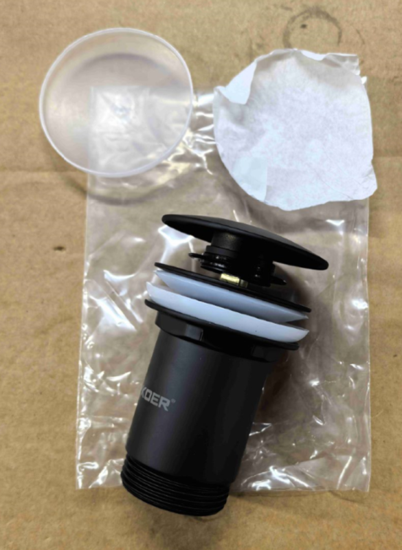 Донний клапан для раковини Koer PW-08-05 1 1/4''  без переливу автоматичний СLICK-СLACK (Колір чорн) (KR5789)