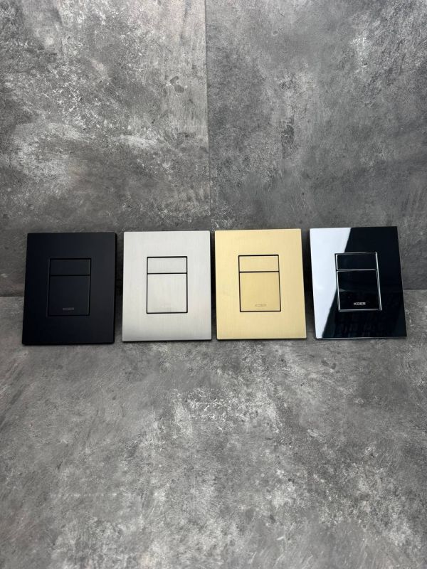 Панель змиву Koer KT-0607-12 157x198x10mm пластикова, кнопка квадратна (колір матове золото) (KR5715)