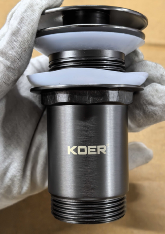 Донний клапан для раковини Koer PW-08-07 1 1/4" без переливу автоматичний CLICK-CLACK (Колір графіт) (KR6484)