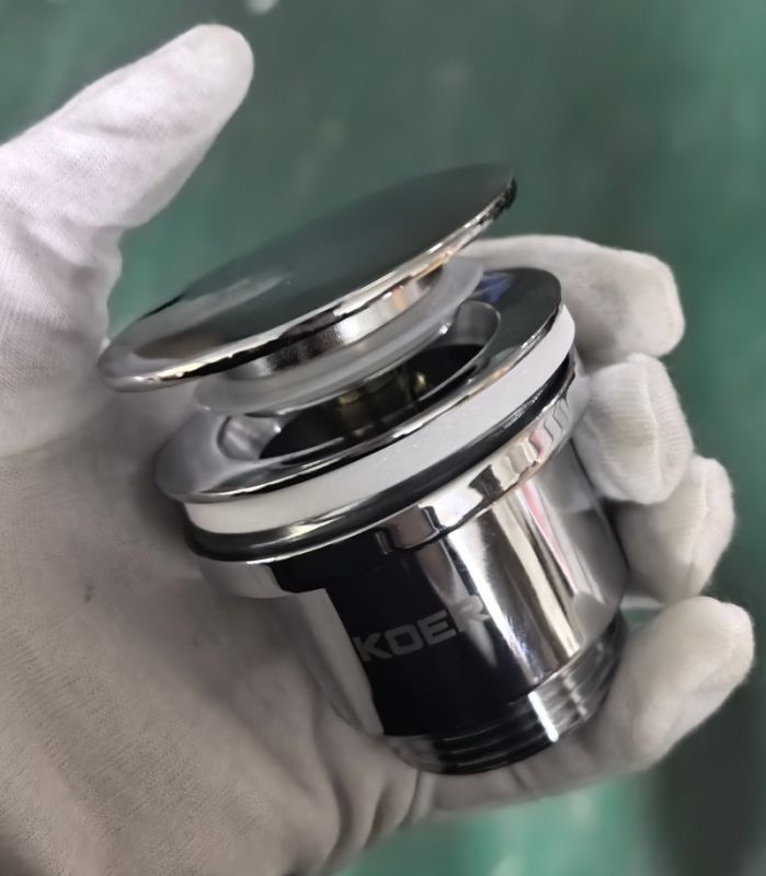 Донний клапан для раковини Koer PW-11-01 1 1/4''  універсальний (з/без перел) СLICK-СLACK (Колір хром) (KR5790)