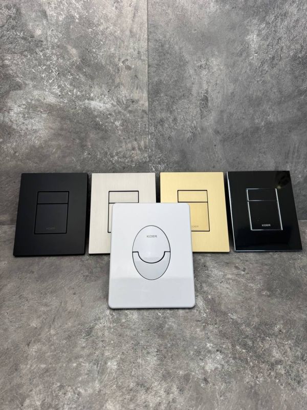 Панель змиву Koer KT-0607-12 157x198x10mm пластикова, кнопка квадратна (колір матове золото) (KR5715)