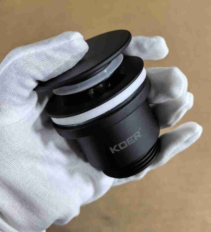 Донний клапан для раковини Koer PW-11-05 1 1/4''  універсальний (з/без перел) СLICK-СLACK (Колір чорн) (KR5795)