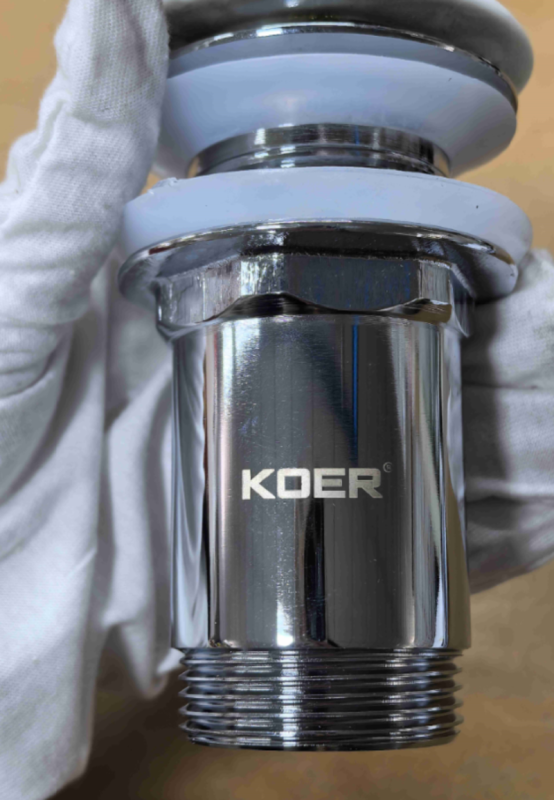 Донний клапан для раковини Koer PW-08-11 1 1/4''  без переливу автоматичний СLICK-СLACK (Біла керам.накл) (KR5788)