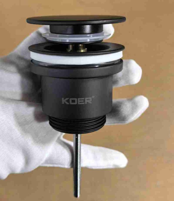 Донний клапан для раковини Koer PW-11-05 1 1/4''  універсальний (з/без перел) СLICK-СLACK (Колір чорн) (KR5795)