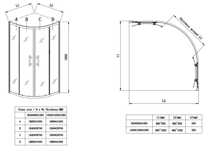 Душова кабіна без піддону Koer SR SC04-90x90x195-TR-01 прозоре скло Easy Clean 5мм, хром (KR5360)