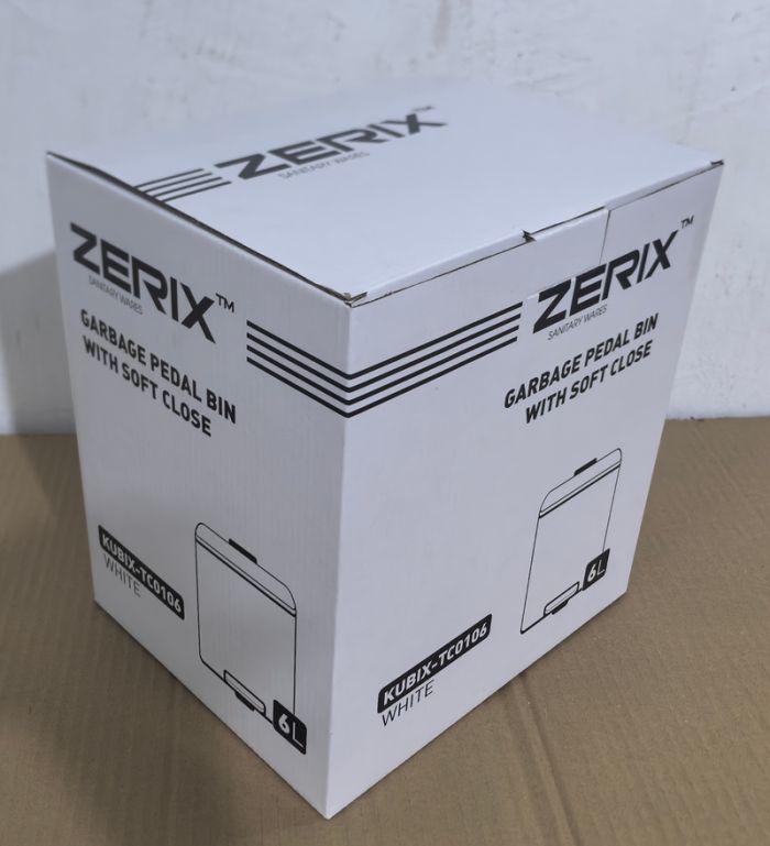 Відро для сміття з плавним закриттям квадратне Zerix Kubix-TC0106 White 6 л (колір білий) (ZX6109)